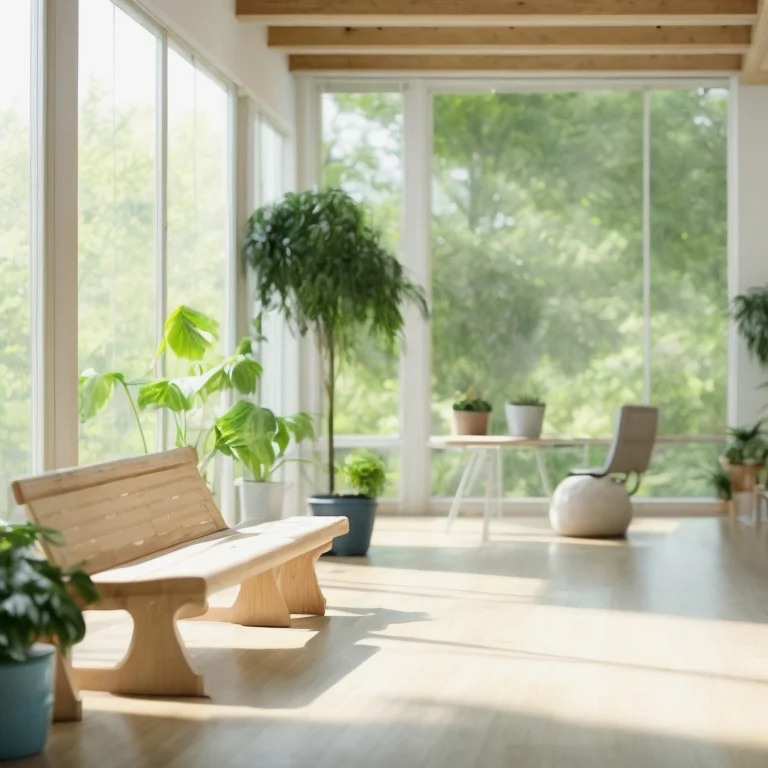 Seniorin bei sanfter Gymnastik in hellem Raum