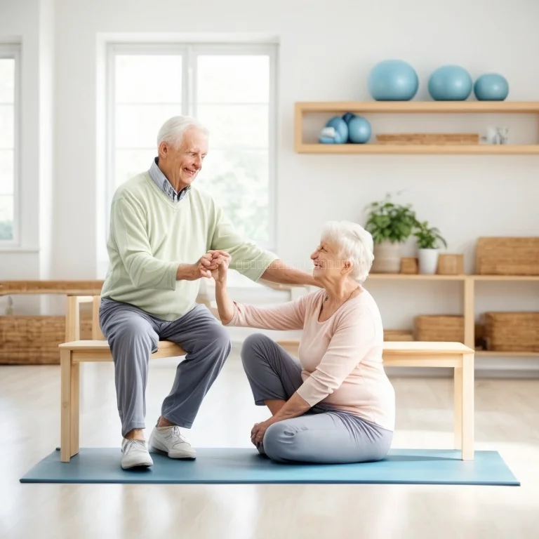 Berater spricht mit älterer Dame in hellem, freundlichem Raum